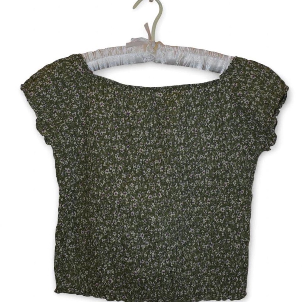 J. Crew Olive Floral Blouse